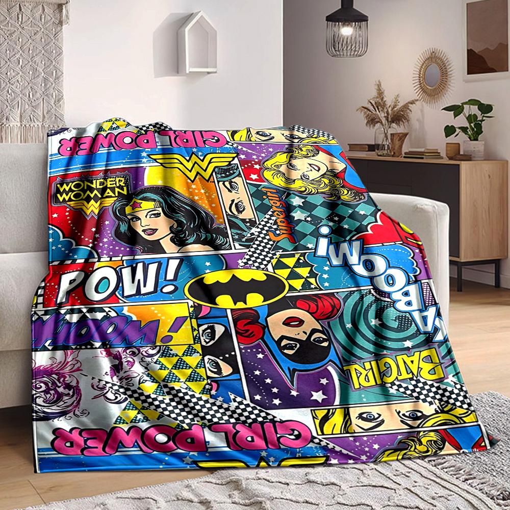 1pc Wonder Woman Blanket | Polyester Fiber, All-Season Comfort for Sofa, Bed, Office, Car, Camping, Ideal Home Decor & Gift, Office Comfort Yy25102116
