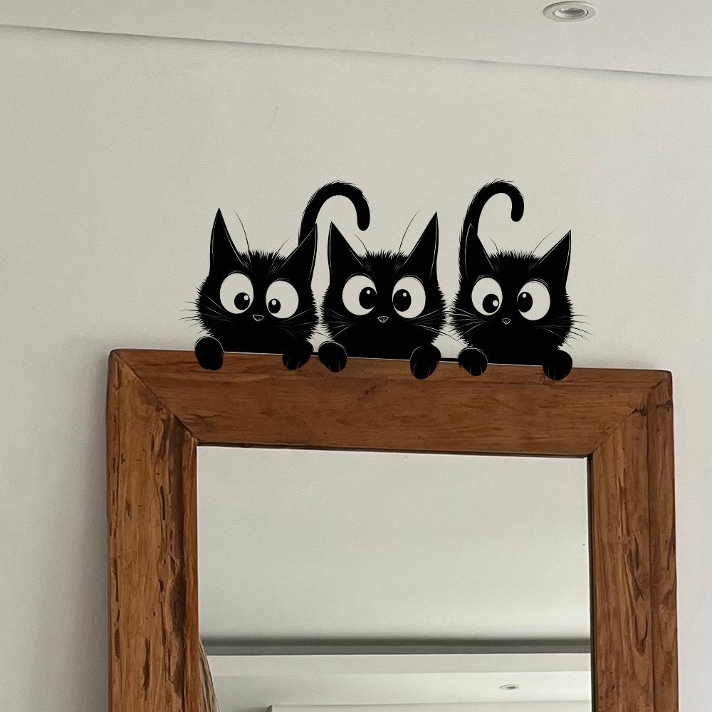 Funny Black Cat Pattern Wall Switch Stickers for Door Bathroom Bedroom Decoration Halloween Wall Decals Kids Home Decoration