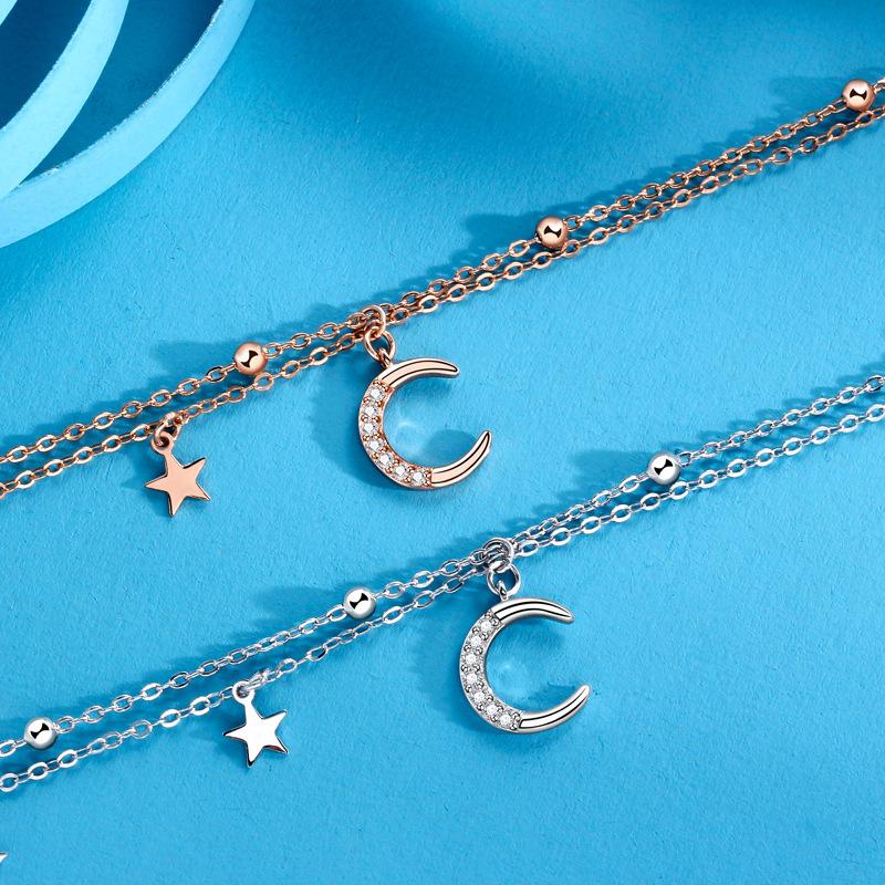 Star Moon Bracelet Women's Niche Exquisite Versatile Premium Sensei Ins Wind Double Layer Bracelet Hand Jewelry