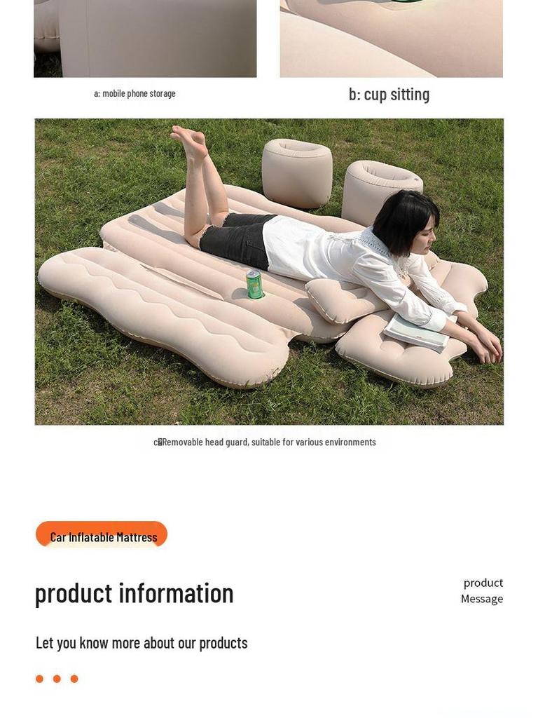 PVC Flocking Inflatable Car Mattress - Universal Travel Bed for Rear Seat