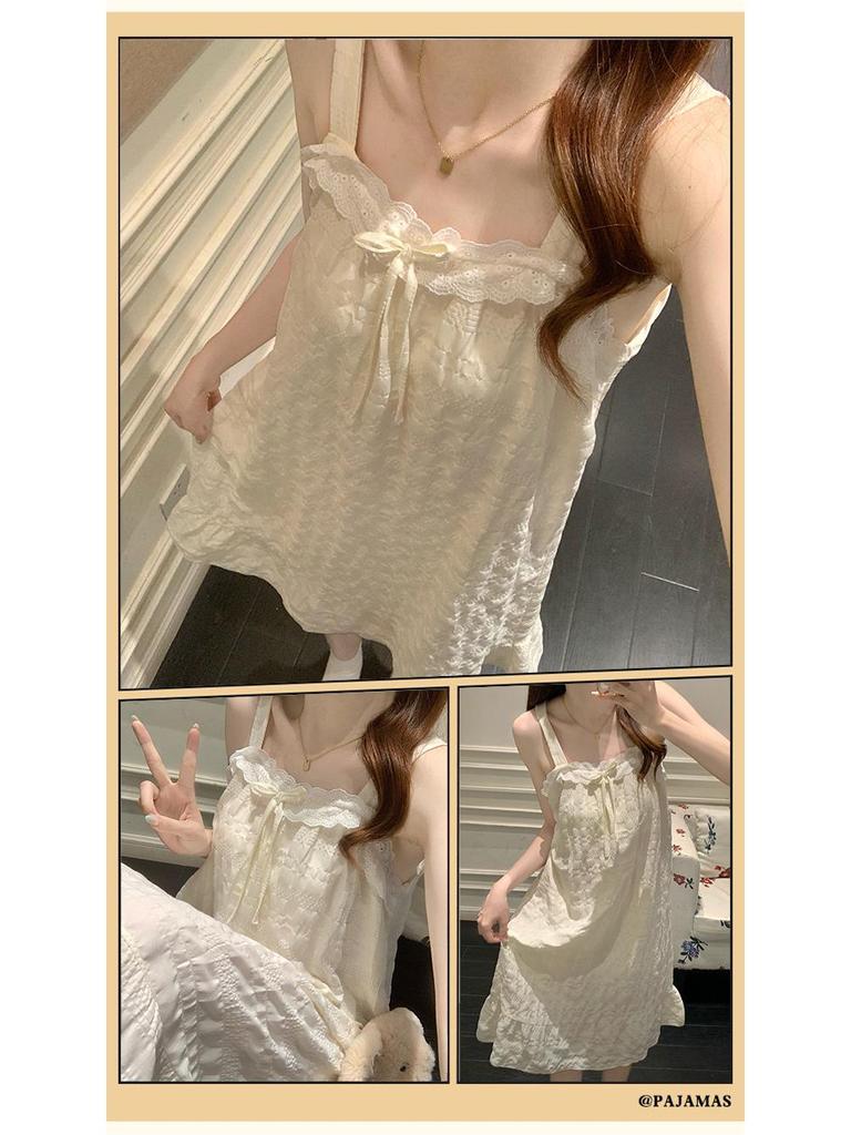2026 Summer Women's Cloud Cotton Nightgown with Chest Pads, Princess Style Camisole Loungewear.