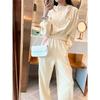 Korean Style Fashion Short Sweatshirt and  Pants Set for Women's Leisure Wear
