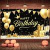 Happy Celebration Display Gold Gray Balloons Birthday Event Backdrop Birthday Party Backdrop Festive Party Decoration Banner
