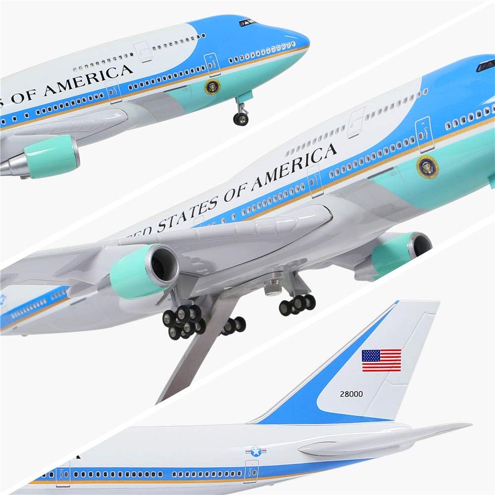For Air Force One Plane B747 Model Planes Kits Display Diecast Airplane for Adults with LED Light(Touch or Sound Control)
