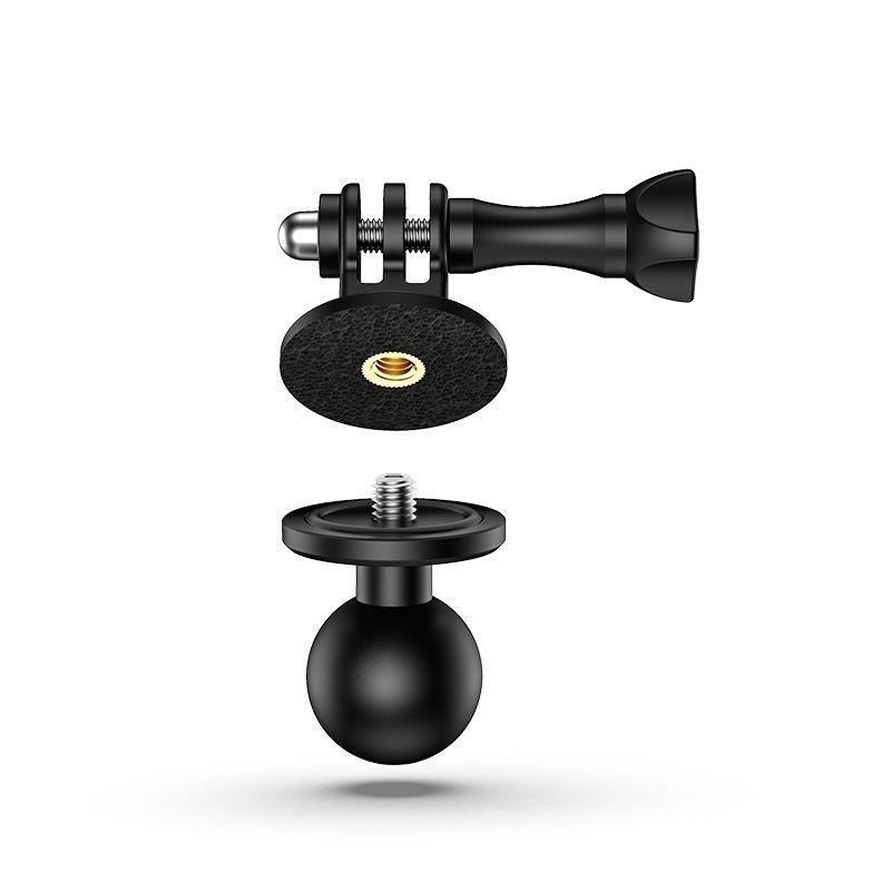 1" Aluminum RAM Ball Mount Head Adapter with 1/4" Threaded for Double Socket Arm for Insta360 GoPro DJI OSMO Action Camera