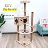 Solid Wood Cat Tree with Bed, Scratching Post, and Bubble Perch for Kittens