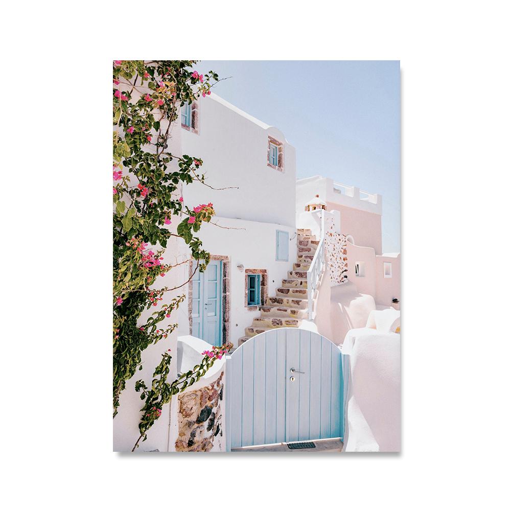 Greece Santorini Print Amalfi Coast Poster Landscape Wall Art Canvas Painting Summer Beach Mykonos Coast Wall Picture Home Decor