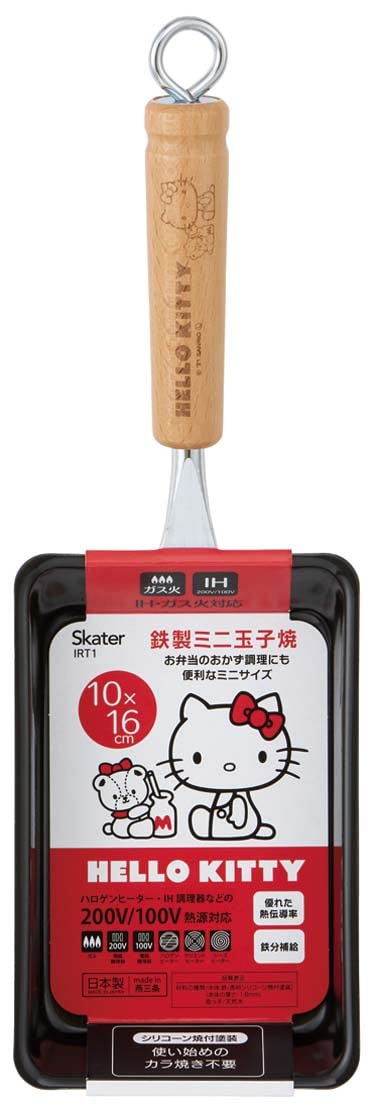 

Сковорода Skater Iron Mini для омлета Индукционная и газовая Hello Kitty и Sanrio Сделано в сковороде, Совместимая, 10x16см, Дизайн, Япония, IRT1-A