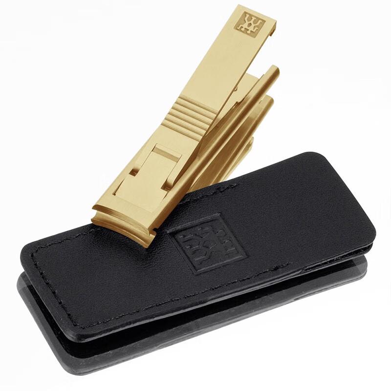 ZWILLING Ultra-Thin Gold-Plated Stainless Steel Nail Clipper with Leather Case