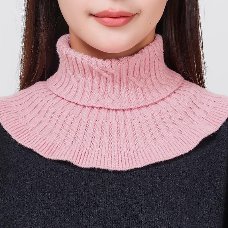 Knitted Fake Collar Ring Scarf For Woman Autumn Winter Warm Solid Color Neck Muffler Detachable Collar Scarves 25*17Cm