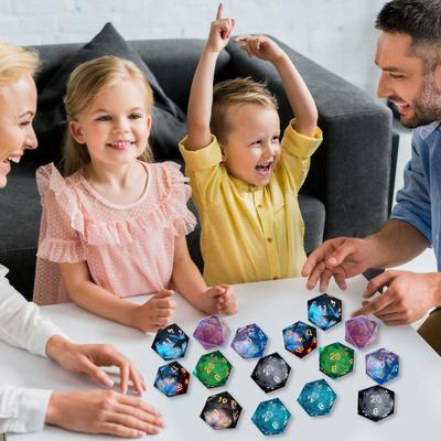 Liquid Core Resin Dice Sharp Edge 20 Sides Dice Golden Silver-color Number Polyhedral Dice Quicksand Multi-sides D20 Dice RPG Board Game Dice Prop