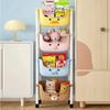 Children Toy Storage Trolley Rack Multilayer Bookshelf Snack Racks Picture Book Rack Movable Multi-Layer Wheels Storage Trolley