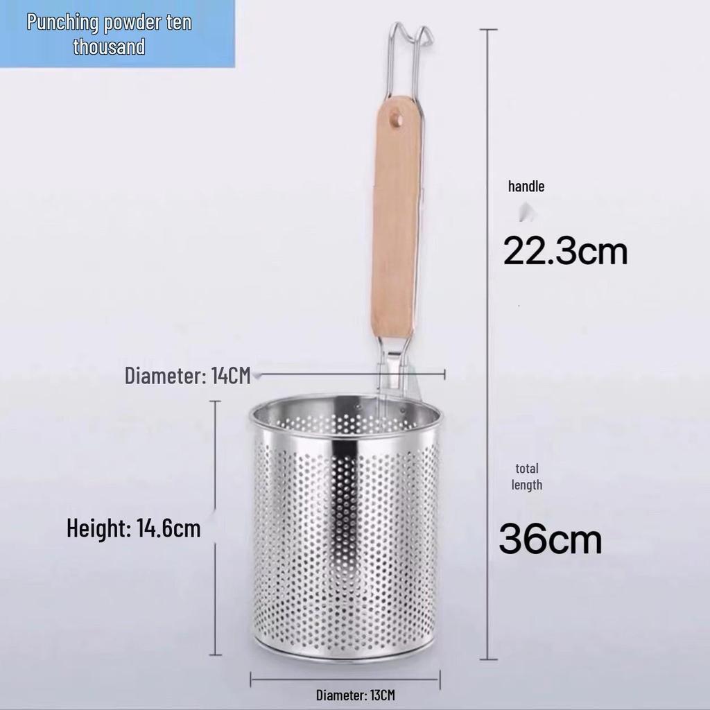304 Stainless Steel Noodle Skimmer Ladle - Large Strainer for Mala Tang and Soup