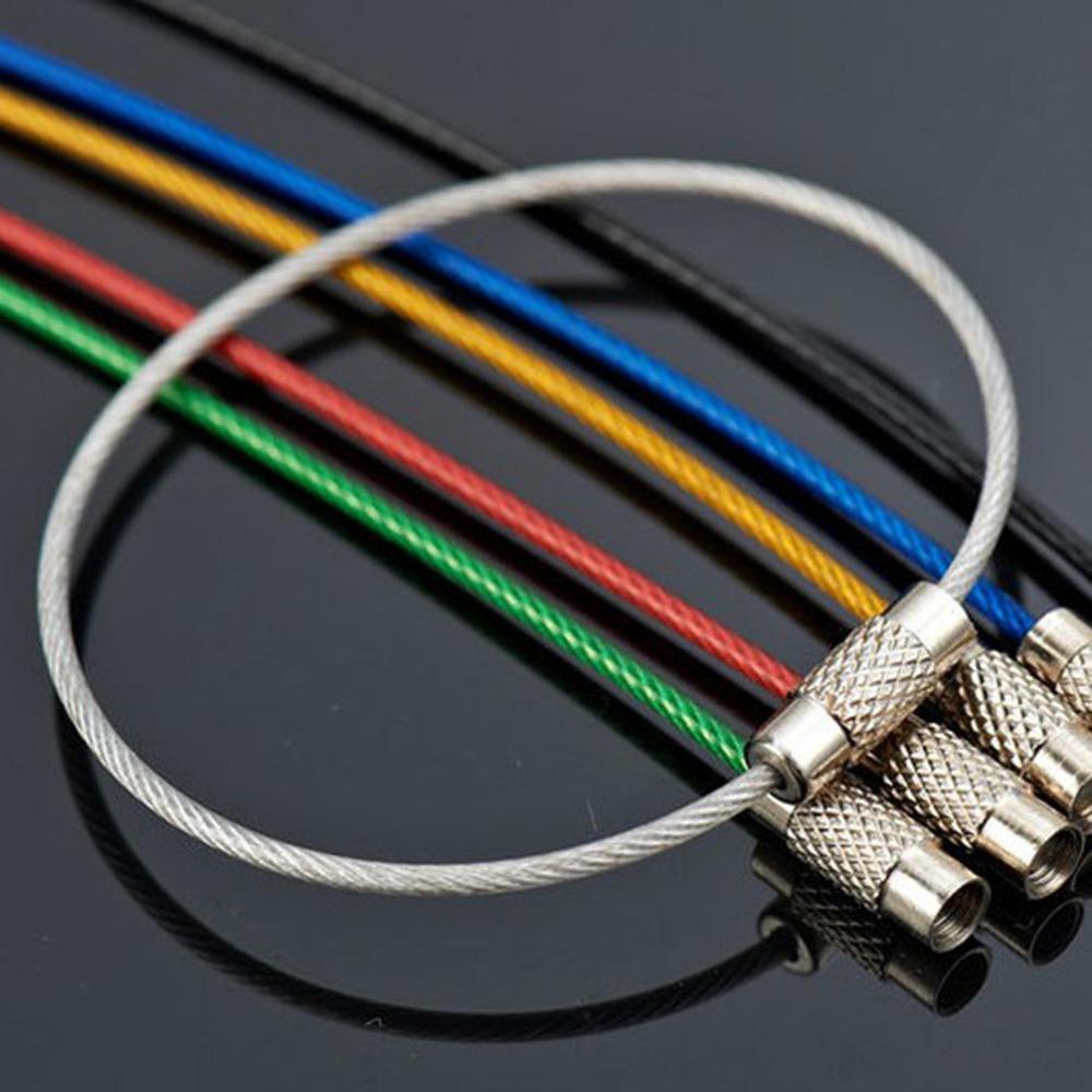 50 Pcs 15cm Stainless Steel Wire Keychain Rope Multicolor Versatile Stainless Steel Wire Keychain Loop