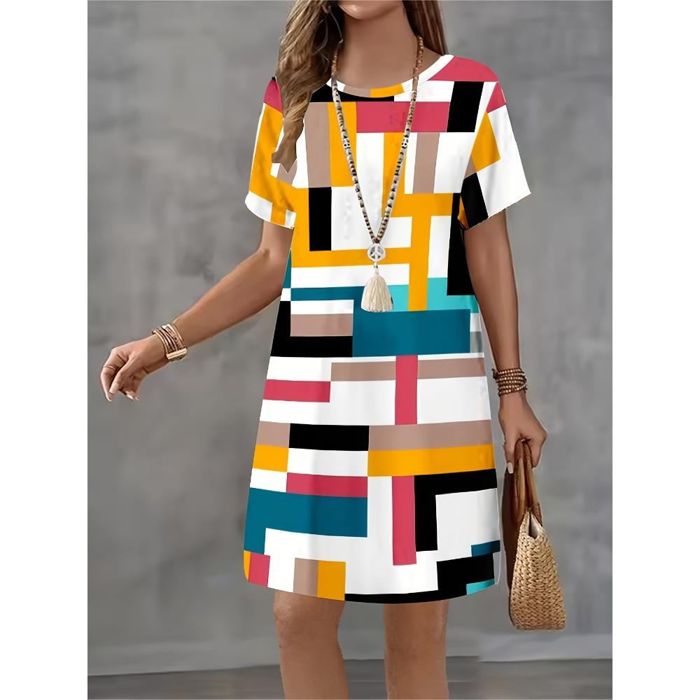 Summer T-shirt Dress Women Retro 3d Print Mini Dresses Comfortable Plus Size 8XL Beach Casual Breathable Soft Dress
