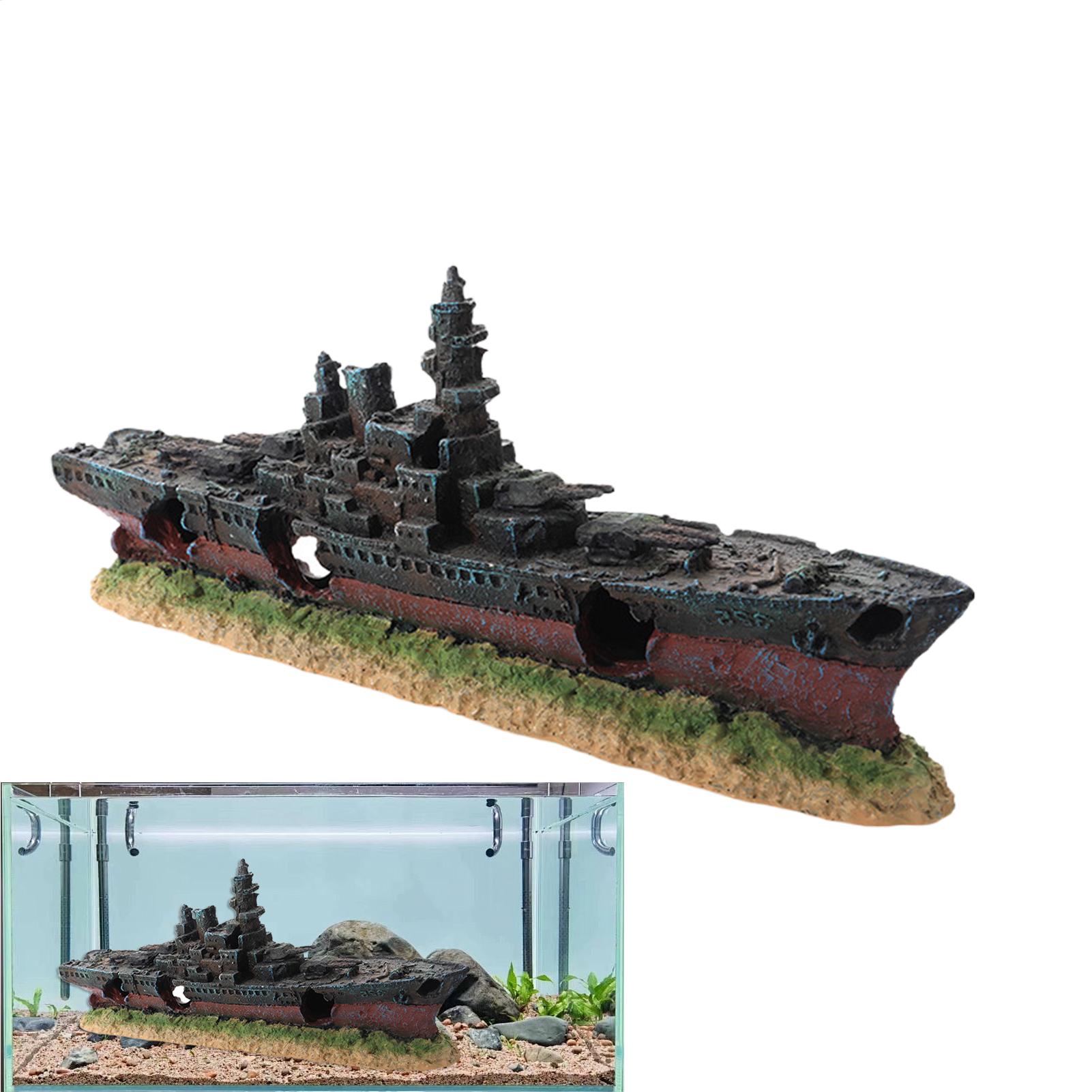 

Super warship wreckage fish tank landscape ornament sunken ship shaped aquarium decoration with hiding space creative crafts China Mainland