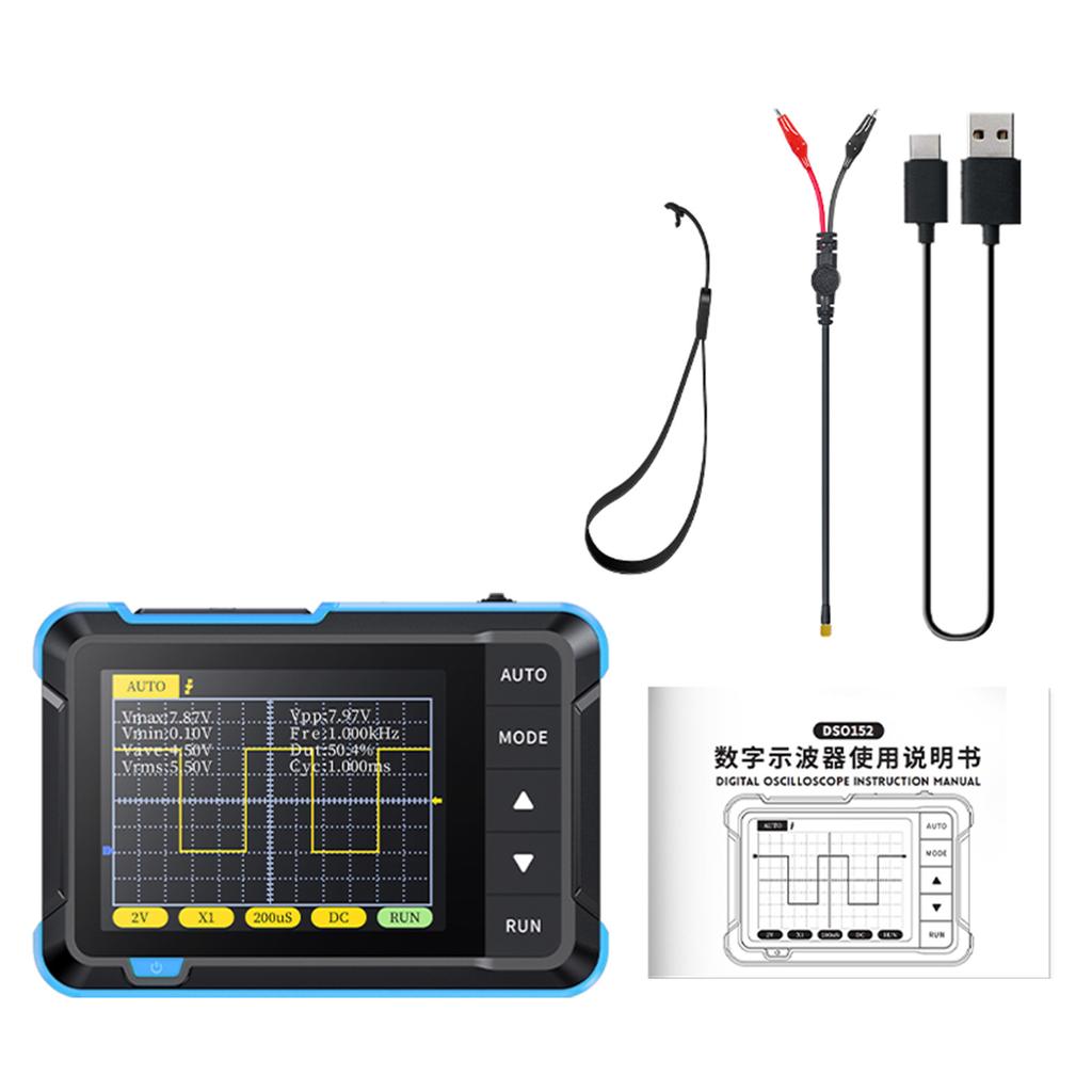 DSO152 Mini Handheld Oscilloscope Lightweight and Durable ABS Material x10±400v (800VPP) Voltage-Measurement Capacity