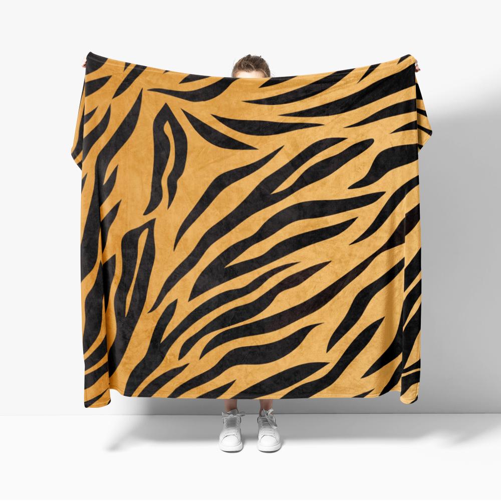 

Fierce and Warm Tiger Stripes Flannel Blanket for Sofa Creative tiger skin style pattern Throw Blankets For Bed Perfect Gift 75cmx90cm