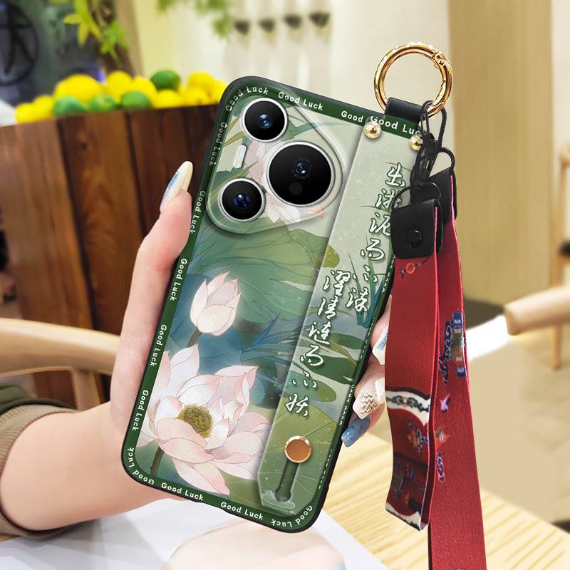Durable For Mom Phone Case For Huawei P70 Pro/Pura 70 Pro+ Chinese Style Ring Silicone Protective Elderly Lady Lanyard