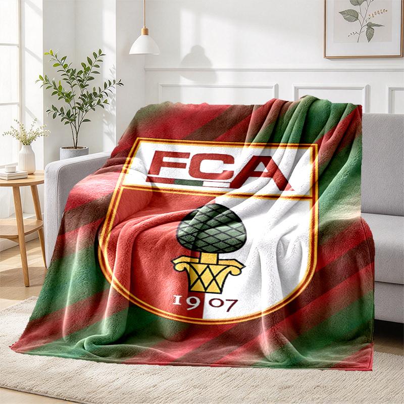 FC Augsburg Pattern Blanket for Home Decoration, Bed, Sofa, Car Travel, Camping, Suitable for All Seasons, Birthday Christmas Gift