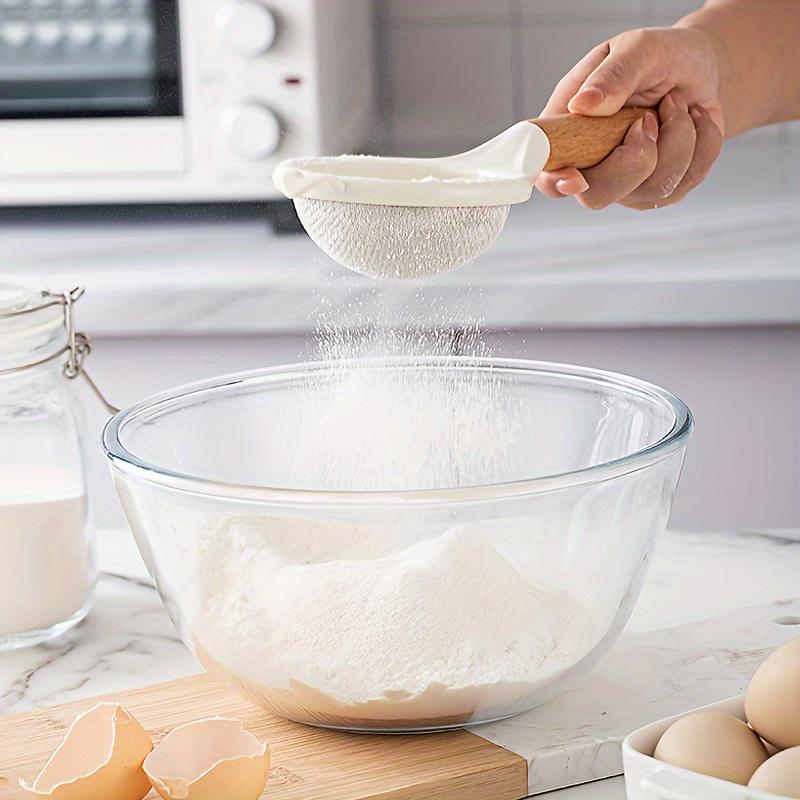 Nerezové jemné síto na mouku Cukr Šťáva Cukr Kakao Prášek Matcha Mouka Dřevěná rukojeť Domácí Kuchyňské Pečicí Nástroje