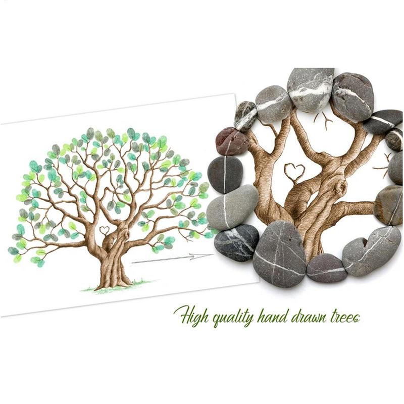 Fingerprint Tree Canvas Alternative Canvas Wedding Guest Book Fingerprint Tree Waterproof Creative DIY Sign-In Book for Party