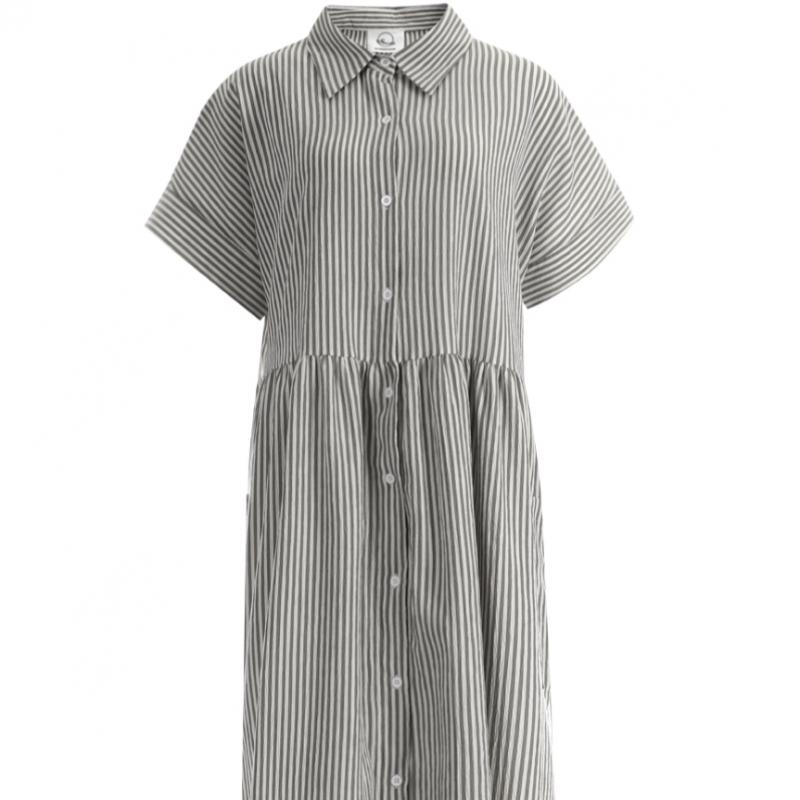 Shop   Women S Collar Neck Button Open Pocket Stripe Long dreSS Indie Pink Rc Wr