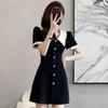 2026 Summer French Hepburn Style Slimming Black Dress for Petite Women