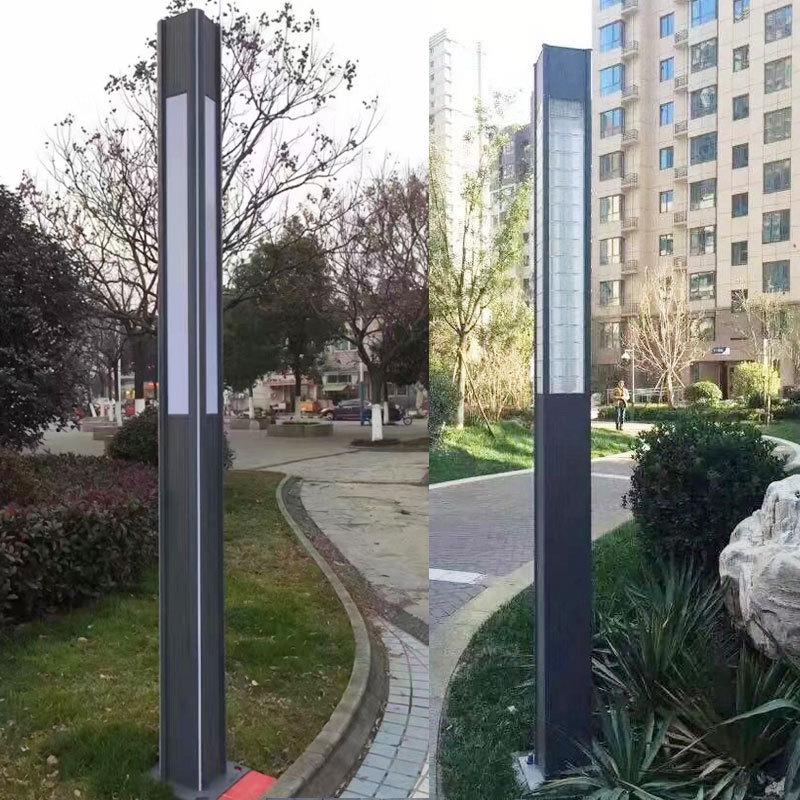 Solar Aluminum Garden Light: Modern Square Post for Outdoor Courtyard