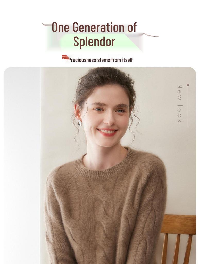 Solid Color Cashmere Knit Slimming Pullover Sweater – Soft, Skin-Friendly & Fashionable for Autumn/Winter.