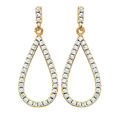 [L6706] - 'Sissi' Gold Plated Earrings In White Gold - 16x9 Mm