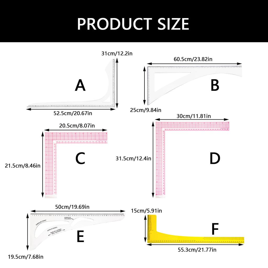 Patchwork Ruler Multifunctional Plastic Ruler Universal Quilting Ruler with Clear Scale for Sewing Quilting & Crafting