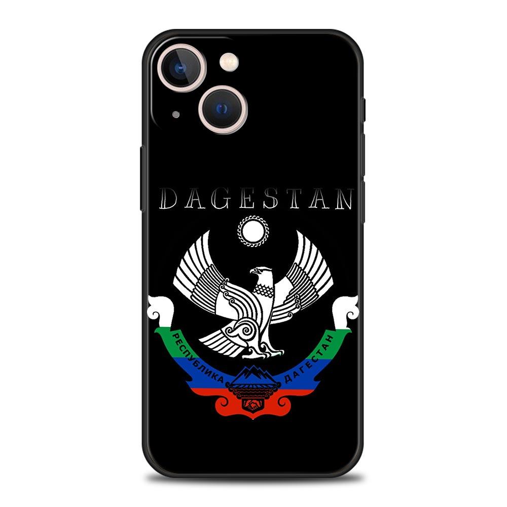 

Роскошный чехол для телефона с флагом Дагестана для iPhone 17 Air 16 Plus 13 15 14 12 11 Pro MAX 7 8 SE Мягкий ТПУ Черная крышка iPhone 13