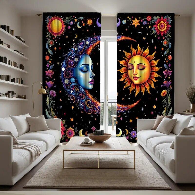 Christmas Sun God Printed Curtains Decorations Bedroom Living Room Home Decoration Curtain Polyester Ideal For Sitting