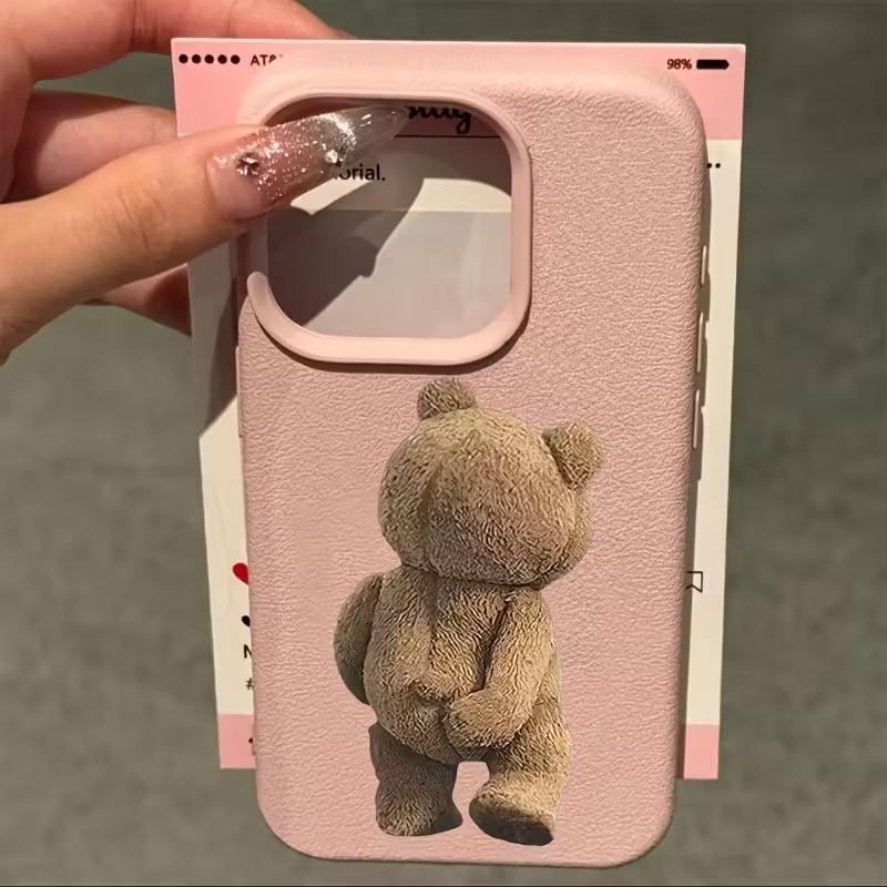 

Cute Touch Butt Bear Pattern Phone Case For iPhone 11 12 13 14 15 16 17 Pro Max XS X XR 16 Plus 17 Air Soft Silicone Cover iPhone 12 Pro Max