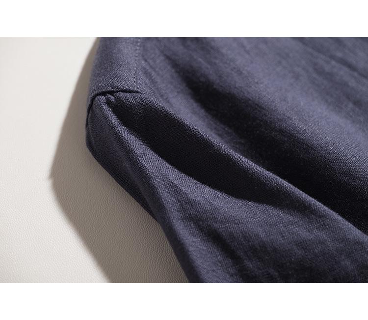 Japanese-Korean Linen Dress: Square Neck, Loose Fit, Shirt Collar, Spring/Summer Collection