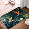 Vibrant Koi Pond DOORMAT – Realistic Scene of Colorful Carp Swimming Non-Slip Floor Mat Carpet for Entryway