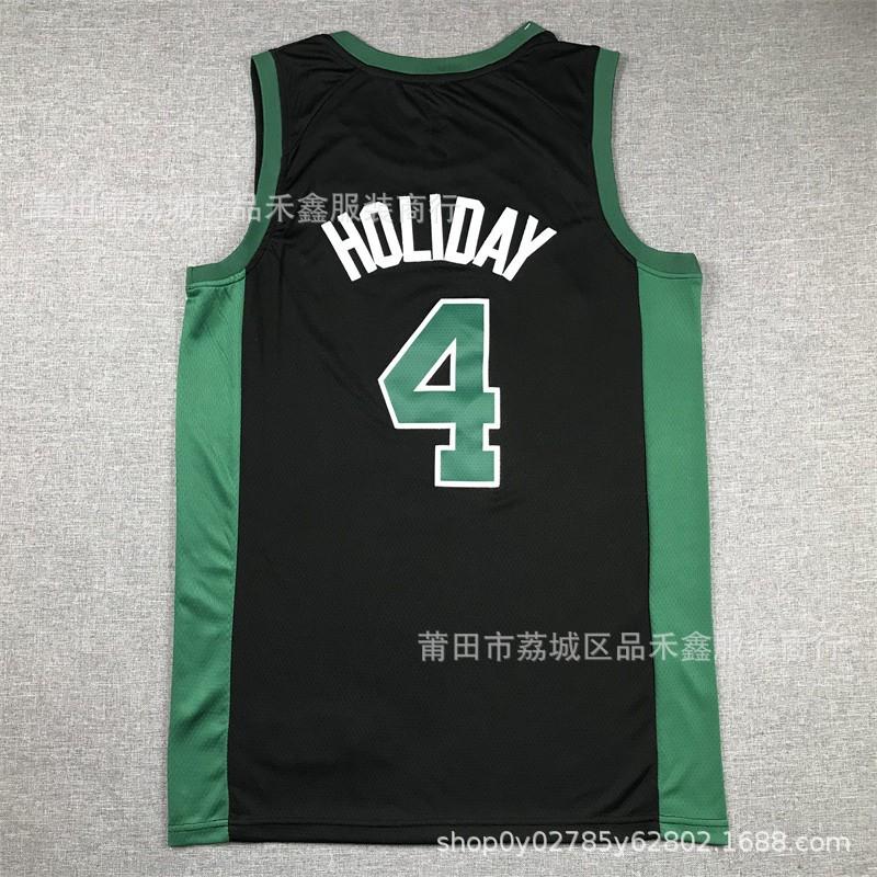 Boston Celtics NBA Basketball Jersey 4 Jrue Holiday Green Black Embroidered Fan Apparel Unisex Adult