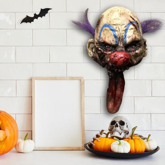 Zombie Head Halloween Decoration Resin Scary Severed Blood Head with Movable Tongue for Halloween Party Indoor Outdoor Bar Haunted House Decor