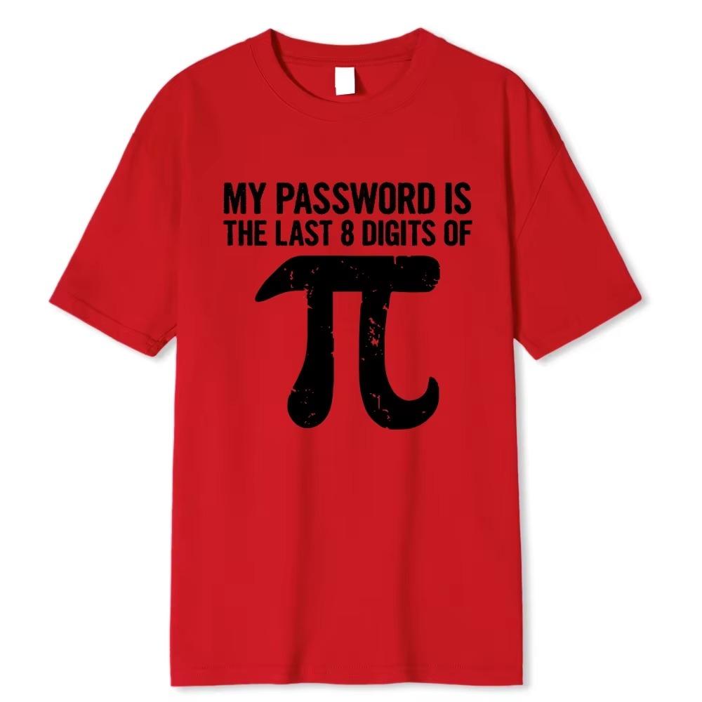 Men's t-Shirt 100% Cotton Math Equations Print Funny Men t Shirt Fashion Oversized Tshirt My Password Is The Last Digits Of Pi