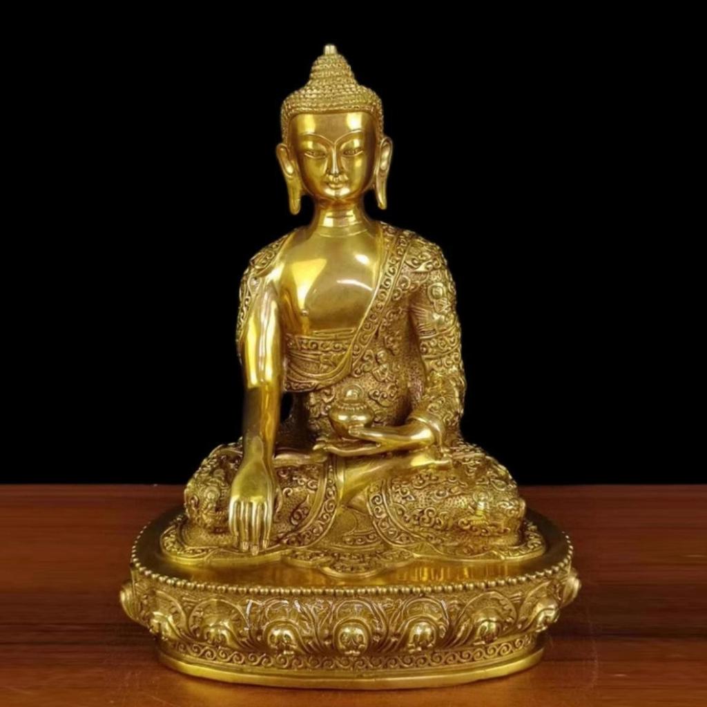 Feng Shui Koppar Tre Skatter Buddha Shakyamuni Apoteksbuddha Hemdekoration