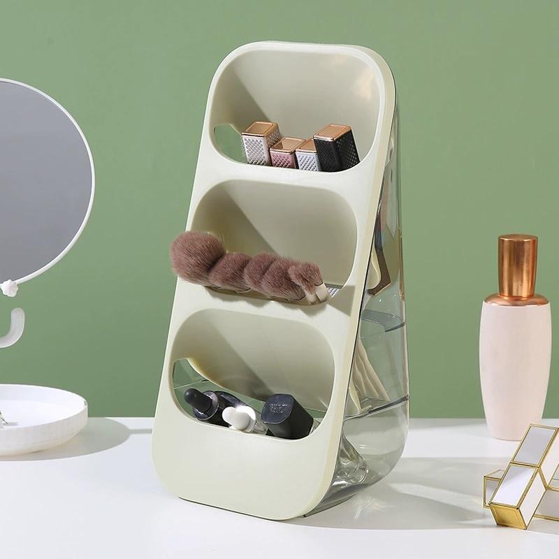 

Three Tiered Partitioned Cosmetic Storage Rack.Desktop Multifunctional Large Capacity Organizing and Storage Box,Save Space зелений