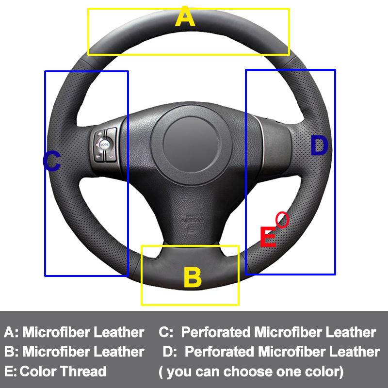 Hand Stitch on Wrap Steering Wheel Cover for Toyota RAV-4 06-12 Yaris Vios 08-13 Hand Stitch on Wrap Steering Wheel Cover for Toyota RAV-4 06-12 Yaris Vios 08-13