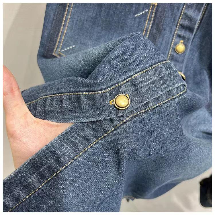 2024 Spring Women's Designer Denim Jacket: Hong Kong Korean Style, Casual Versatile Long Sleeve Layering Shirt