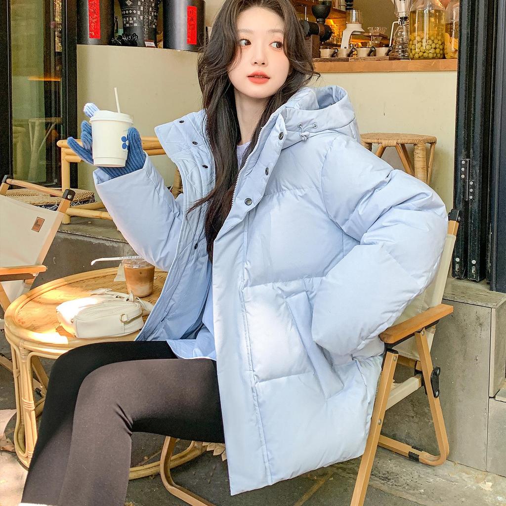 Women's 2025 Winter Korean-Style Hooded Down Jacket - Petite, Thick, and Warm White Duck Down Coat
