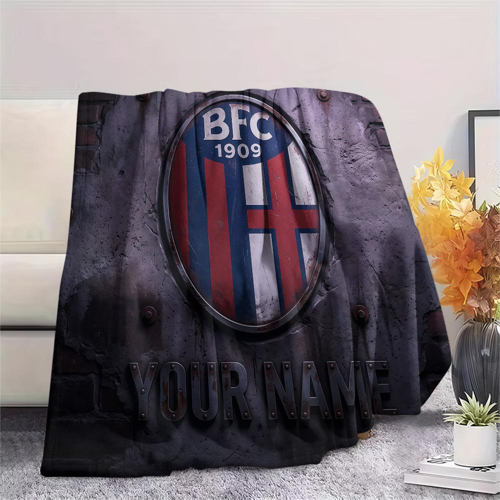 Custom Name Bologna FC2 Flannel Blanket, High quality Comfortable for All Seasons, Home Decor, Warmth and Comfort