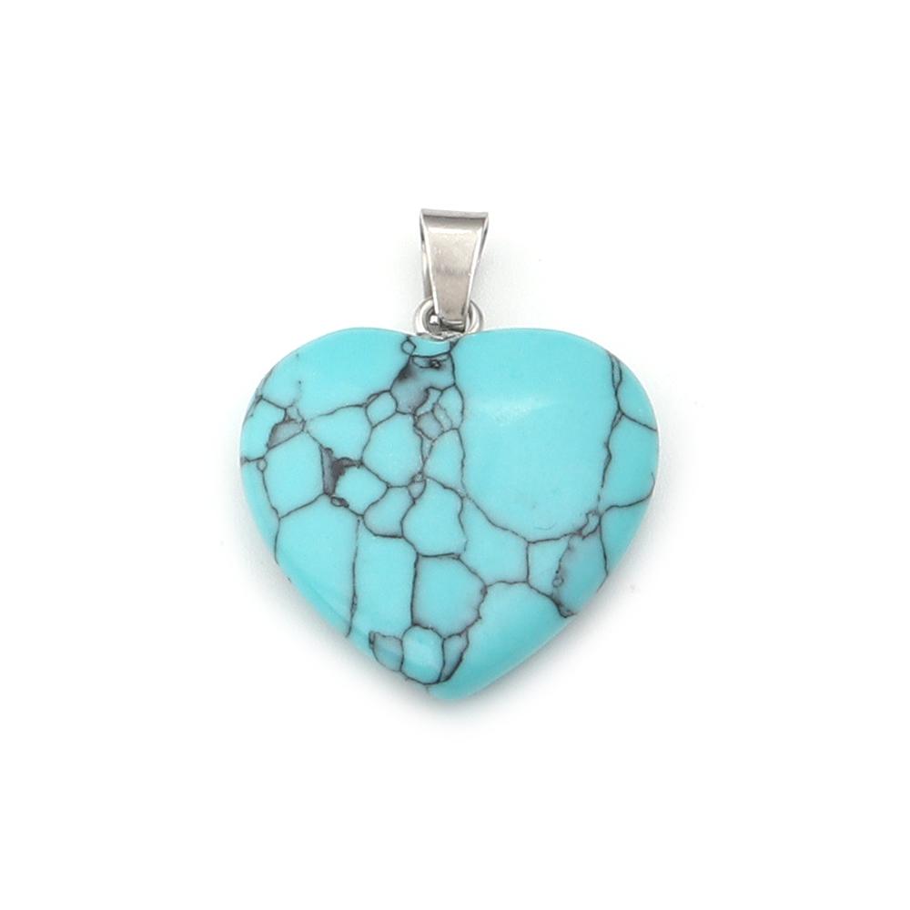 Herzförmiger Naturstein Anhänger Tigerauge Amethyst Jade Kristall Stein Charms Für DIY Exquisites Halsketten Schmuckzubehör