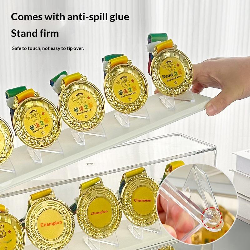 1 Set Porta Medaglie d'Oro Rettangolare in Plastica Scatola Porta Medaglie Maratona da Tavolo Impilabile Organizer per Monete Souvenir
