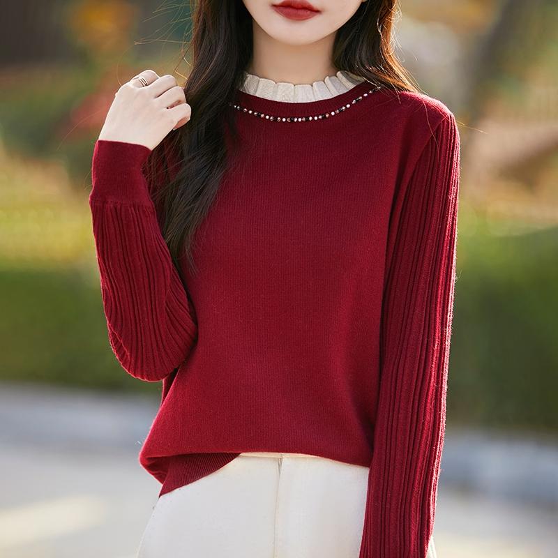 Pull en cachemire pour femme Qinghe cachemire 50% soie 50% laine pull en cachemire automne et hiver doux et chaud