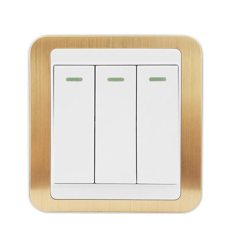 SHARE New Design  Factory Price Switch White  Color Switch 16A 250V 86*86mm 3 Gang 1  Way Light Electric Wall Switch  86*86 (White,86mm*86mm&Uk Standard)